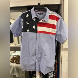 Men’s short sleeve American flag button down.